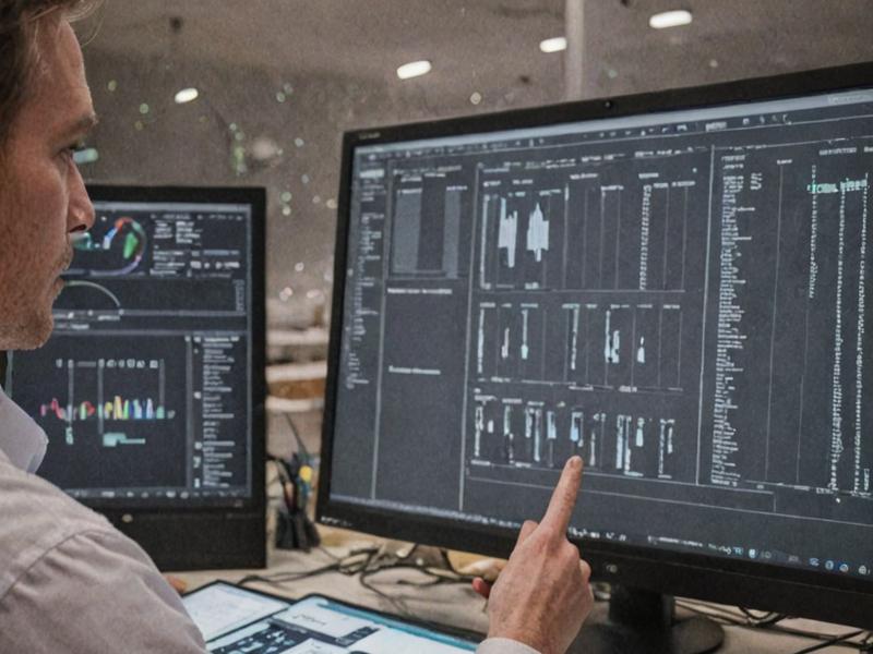 Energy efficient LED lighting consultant reviewing data