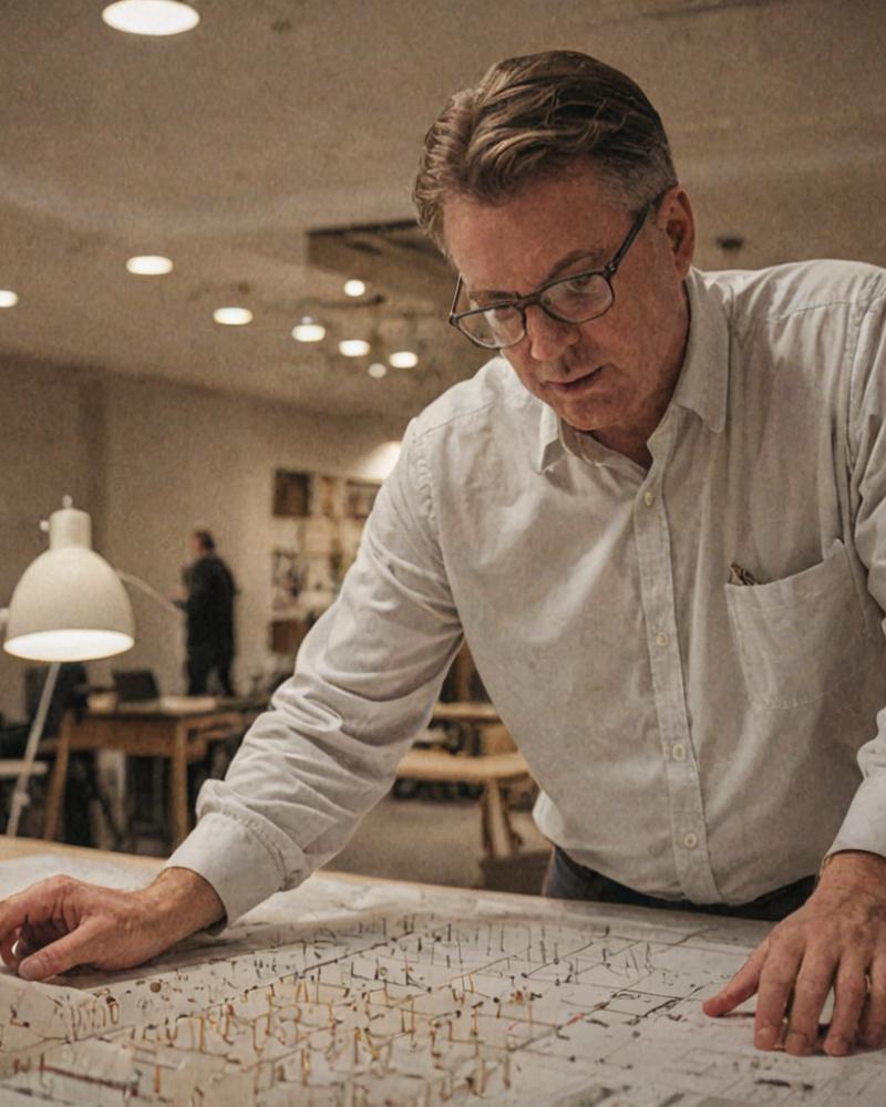 Kenneth Williamson founder reviewing lighting plans